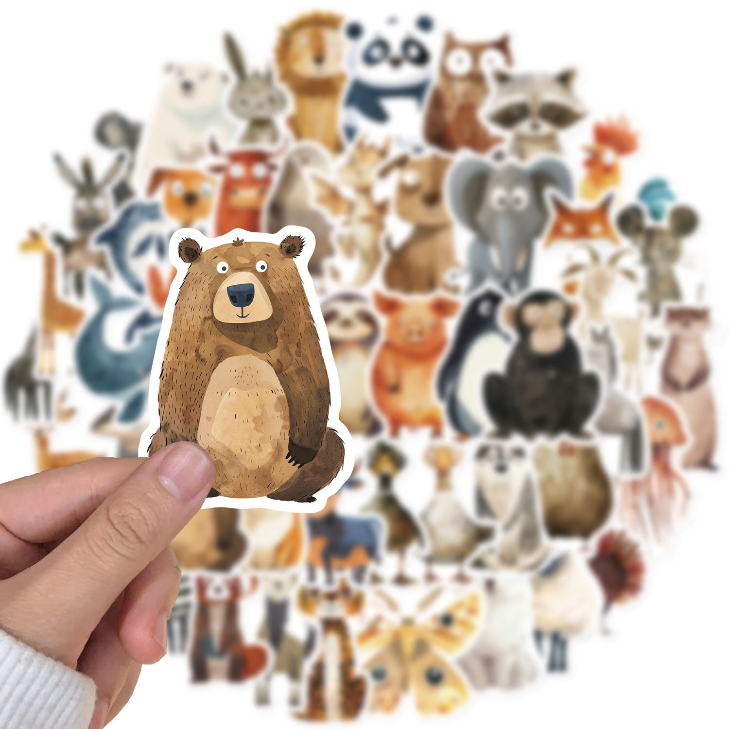 50 個かわいい奇妙な水彩動物漫画ステッカー DIY ラップトップ電話荷物カップ防水落書き自転車車デカール