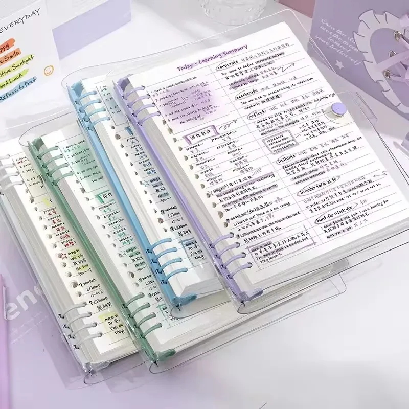 A5 Transparent Soft Cover 120 Pages Diary Loose Leaf Checkered Book School Notebooks Notebook Notepad Writing Pads Office