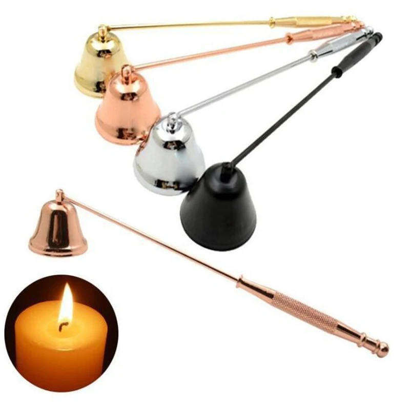 Amortecedor de vela ferramenta inoxidável alça longa sino extintor acessório wicks para fora aço extinguir colocando acessórios sb079