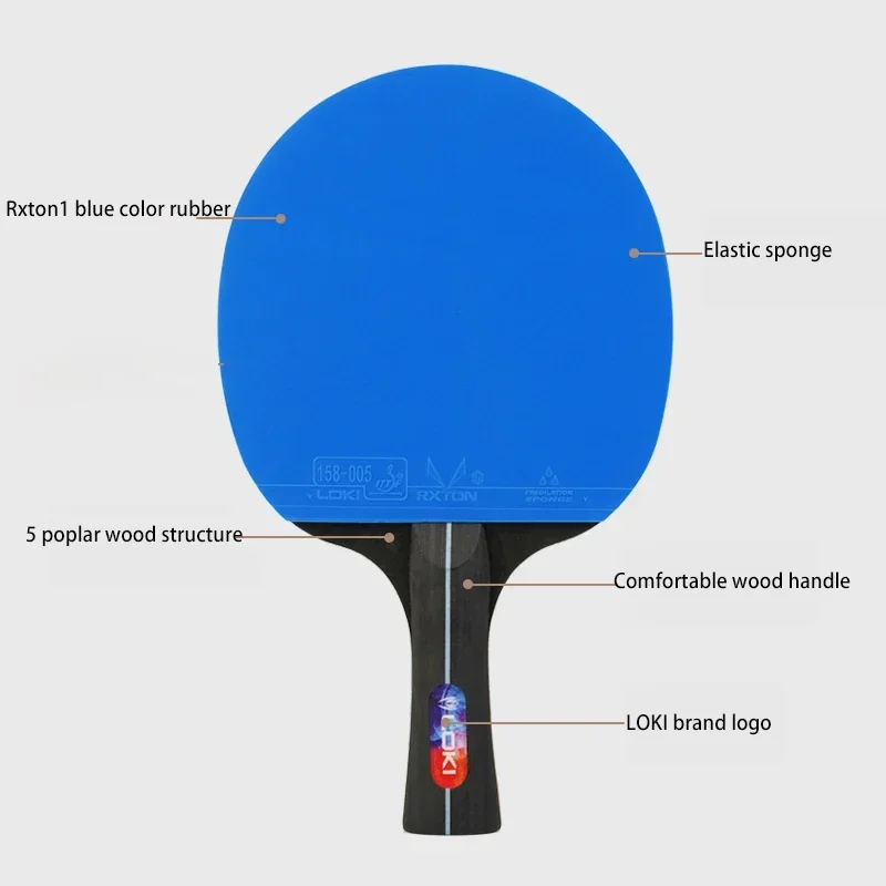 Juego de raquetas de tenis de mesa LOKI K5000, 1 ud./2 uds., raquetas de Ping Pong para entretenimiento en el hogar con goma de Ping Pong de Color azul