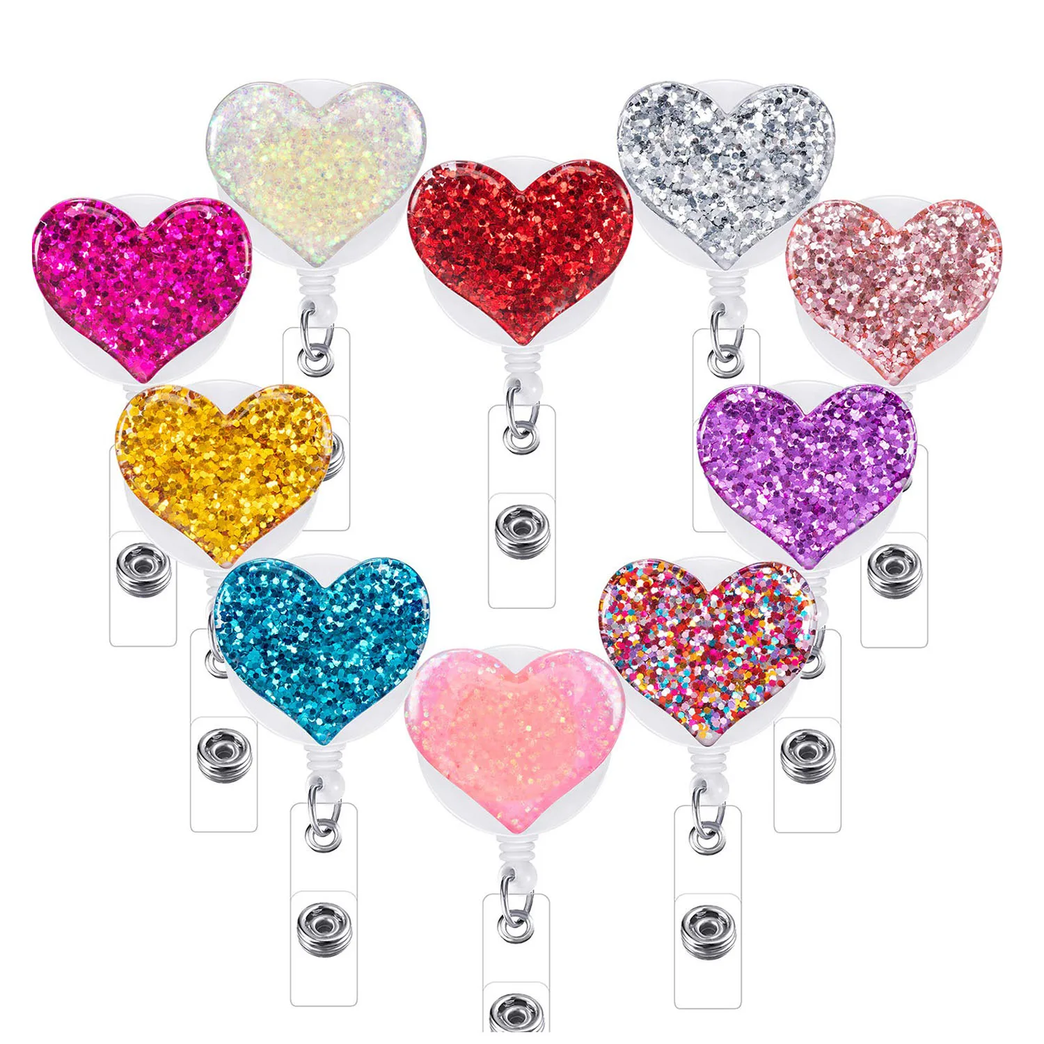 Bling Trái Tim Tình Yêu Có Thể Thu Vào Huy Hiệu Giá Đỡ Huy Hiệu Kẹp Cho Y Tá ID Huy Hiệu Máy Với Kẹp Cá Sấu