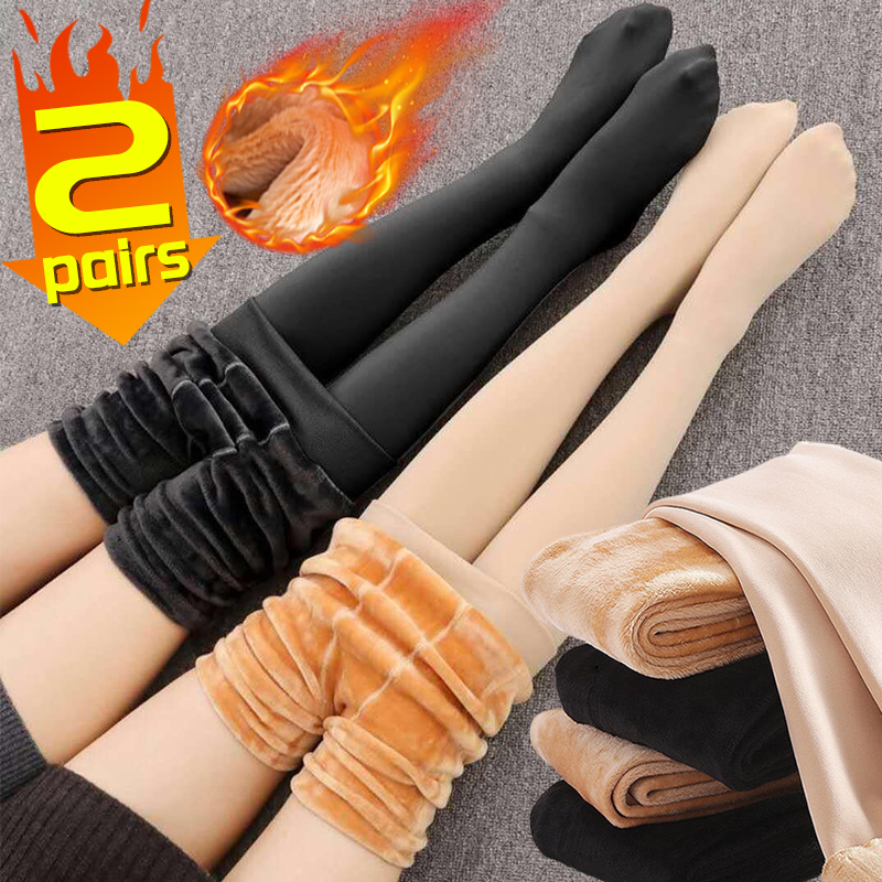 Medias térmicas gruesas para mujer, medias térmicas de terciopelo de lana para invierno, pantimedias translúcidas sexis ajustadas elásticas de cintura alta