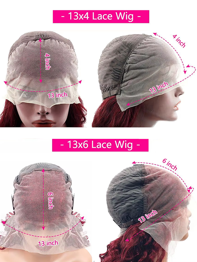 200 % gewellte Perücke, Burgunderrot, 99J-Lace-Front-Perücke, 13 x 4, 13 x 6 HD-Lace-Frontal-Perücke, Echthaar, vorgezupft, 99j, rot gefärbte Perücke