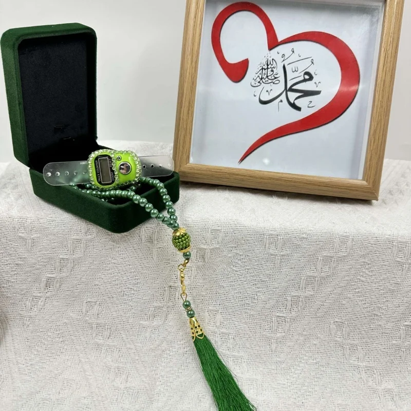 99 contas de oração pulseira conjunto com caixa de presente e contador de dedo reajustável nova imitação de pérola pulseira de oração presente do ramadan