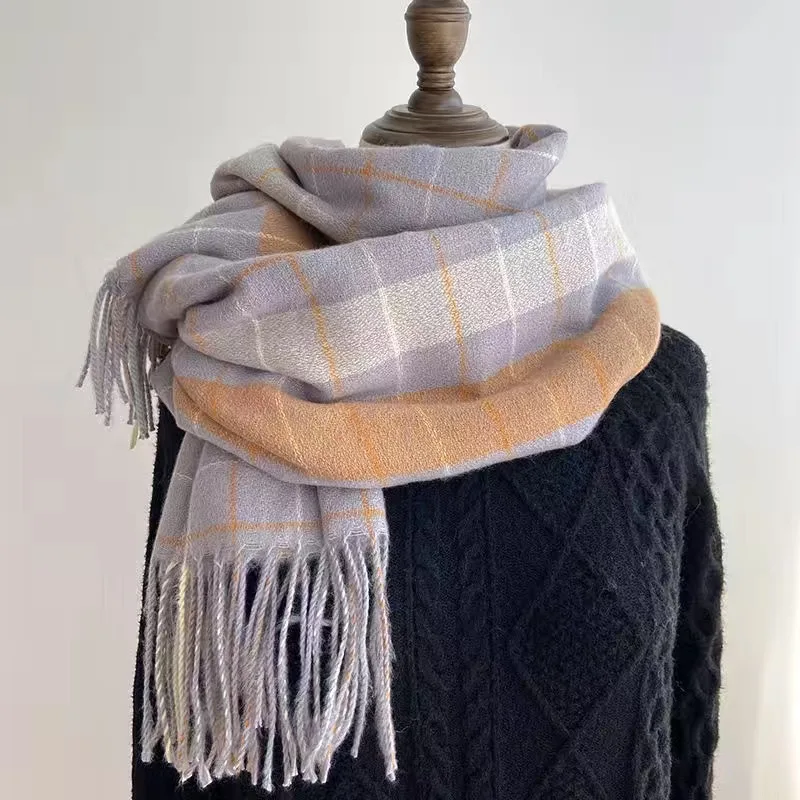 Moda inverno xadrez cachecol feminino outono e inverno tudo novo clássico britânico imitação cashmere xadrez sha