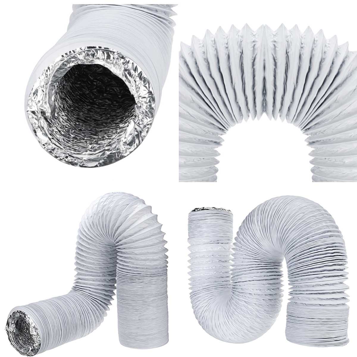 150 มม.6 นิ้ว Ventilator ท่อ PVC อลูมิเนียมหลอดระบายอากาศท่อยืดหยุ่น Air Conditioner ท่อไอเสีย Air ระบบ Vent