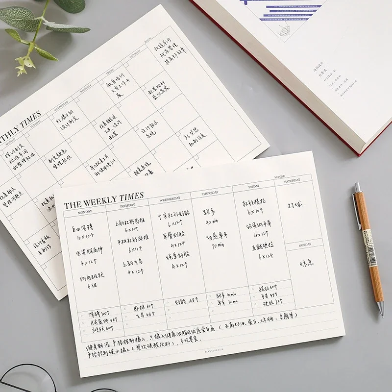 Weekly Planner รายเดือน Undated Agenda Notebook ตาราง Study Planner เกาหลีเครื่องเขียนอุปกรณ์สํานักงานโรงเรียน