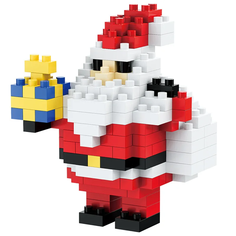 Christmas Gifts Micro Building Block DIY Domino Game Santa Claus Reindeer Holiday Puzzle Assembling Bricks Table Decoration Toys