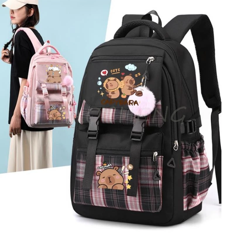 Mochila con estampado de capibara encantador para mujer, ordenador portátil, mochilas escolares de gran capacidad para niñas y adolescentes, regalo de 4 colores