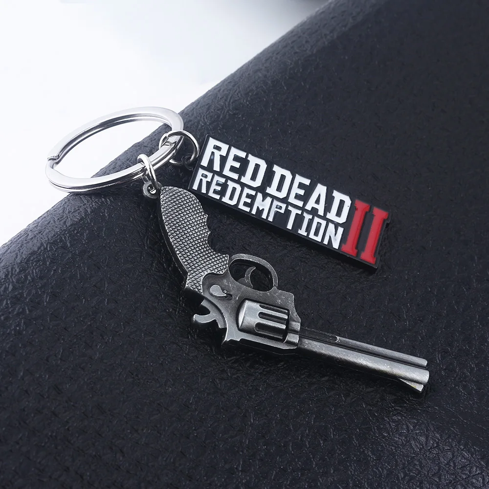 게임 RDR2 아서 모건 리볼버 키링 레드 데드 리뎀션 2 키체인 펜던트 팬 선물 코스프레 남녀 백팩 장신구