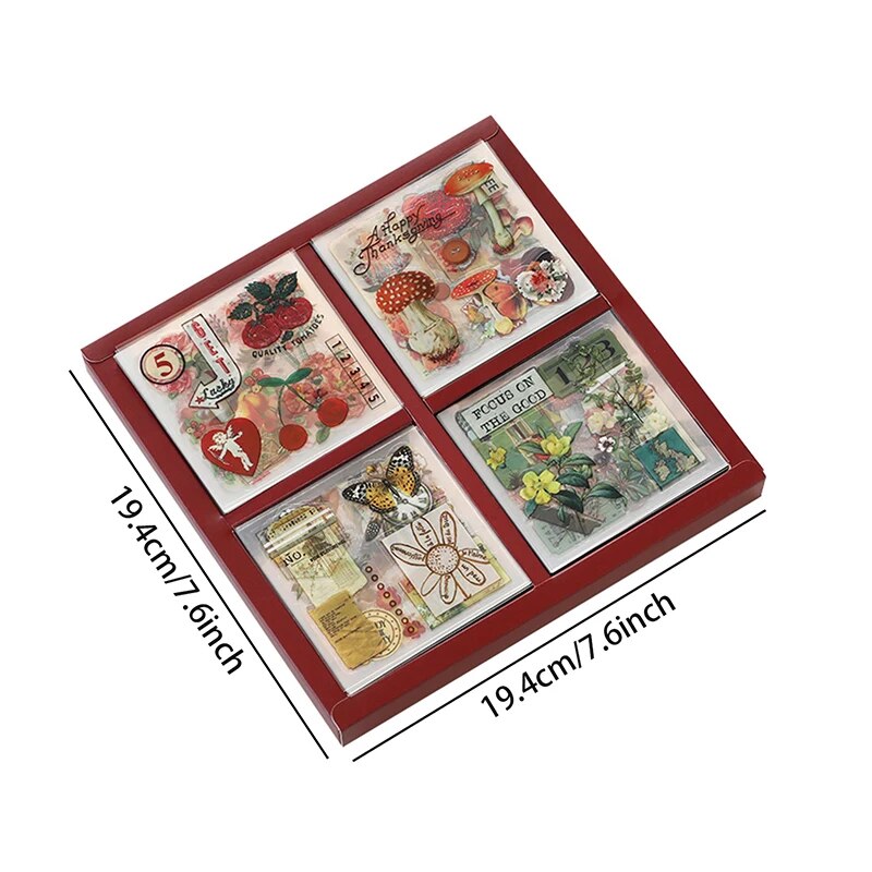 100pcs/Box Creative Butterfly Plant Sticker Set Handbook DIY Material Packet Decoration Scrapbook Stickers