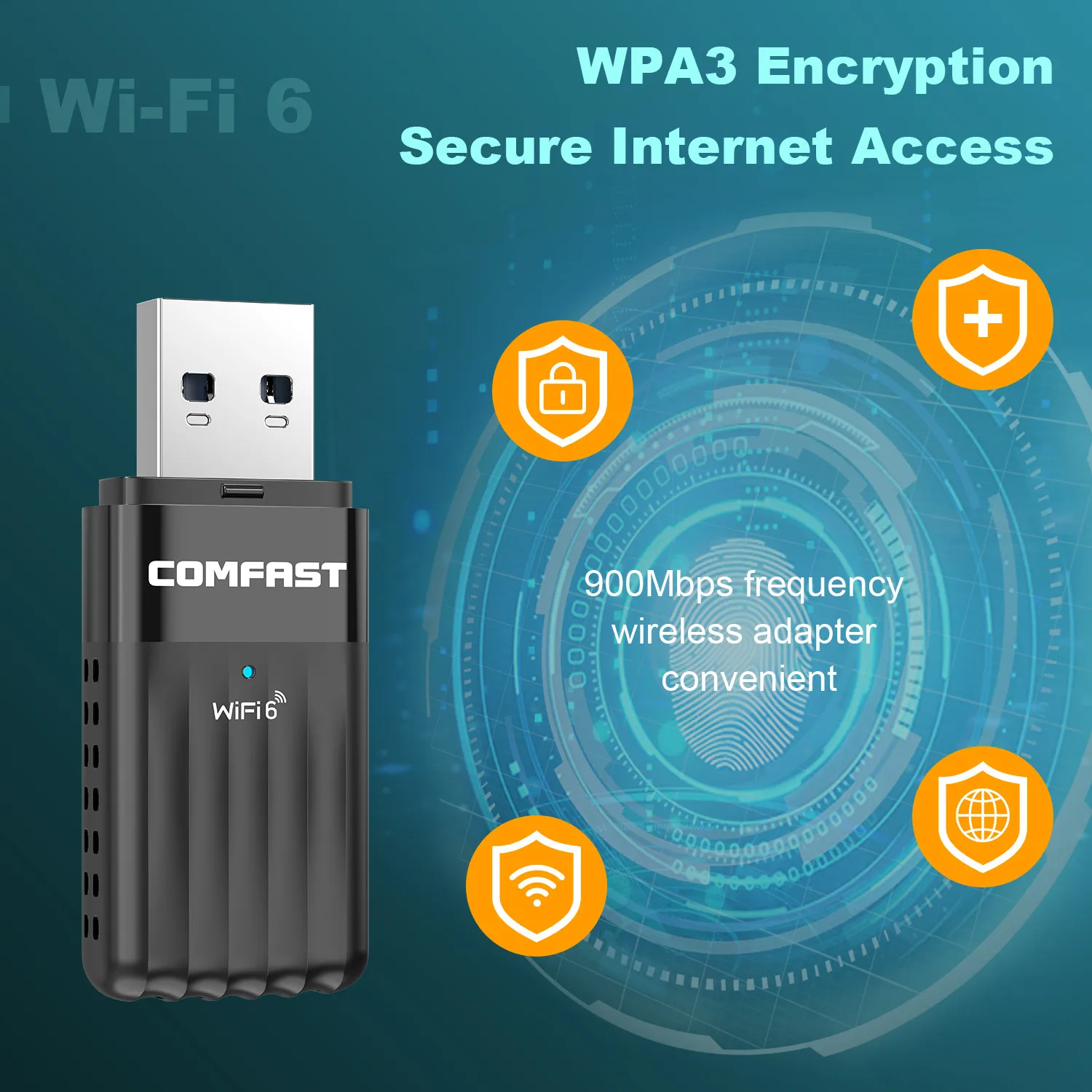 COMFAST USB WiFi Bluetooth Adapter AX900 WiFi 6 Adapter Free-Drive 2.4G&5GHz 900Mbps WiFi adaptador BT5.3 Win10/11 WPA3 WiFi6