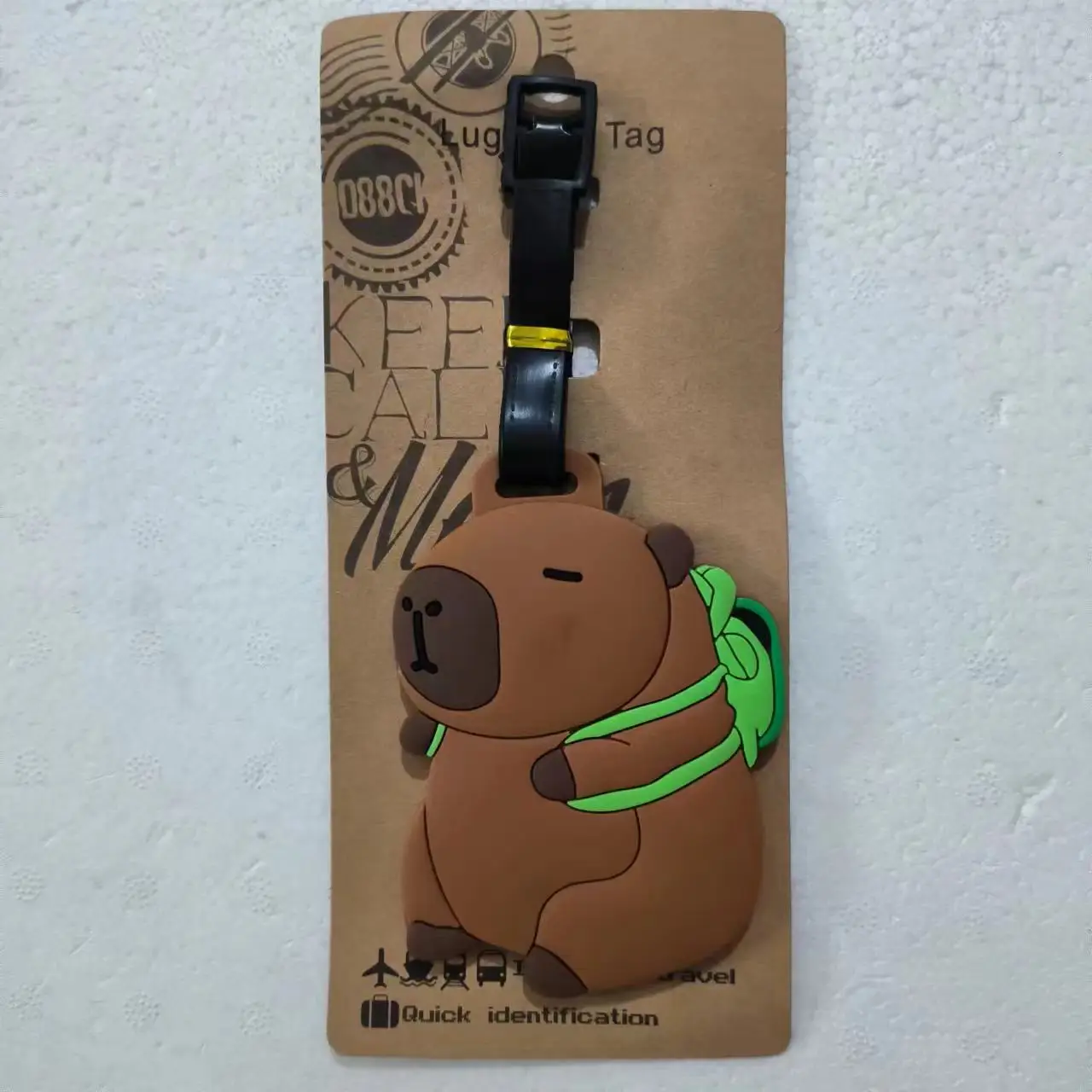 อุปกรณ์เสริมการเดินทางแท็กกระเป๋าการ์ตูน Capybara PVC กระเป๋าเดินทาง ID ผู้ถือที่อยู่ Baggage Boarding Tags แบบพกพาป้าย