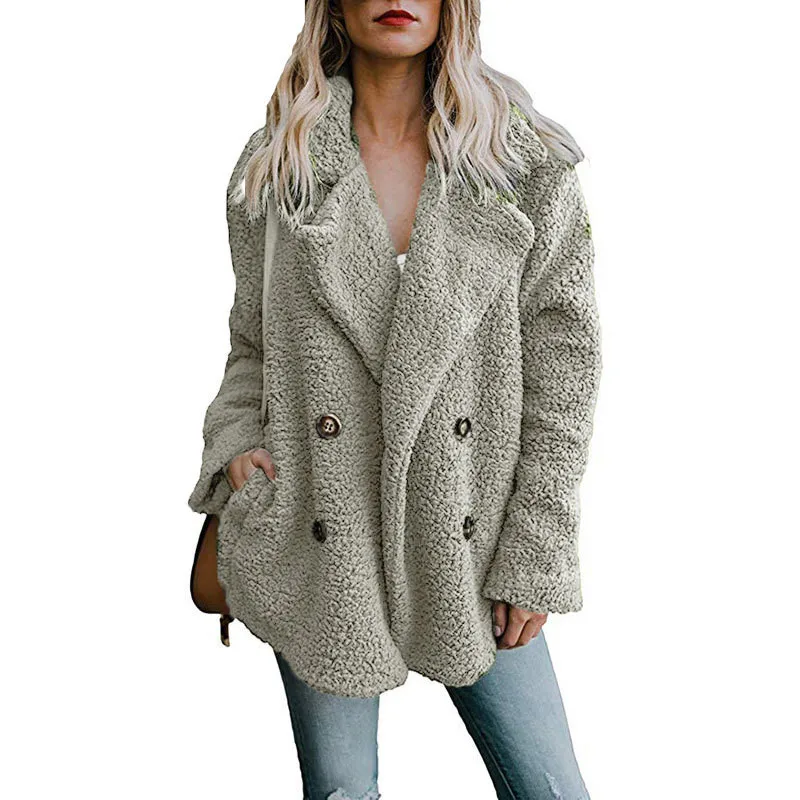 ฤดูใบไม้ร่วงฤดูหนาวผู้หญิงอบอุ่นเสื้อขนสัตว์ Faux Plush Coat ประดิษฐ์ขนแกะเสื้อแจ็คเก็ตหญิงหนาขนสัตว์เสื้อผ้า