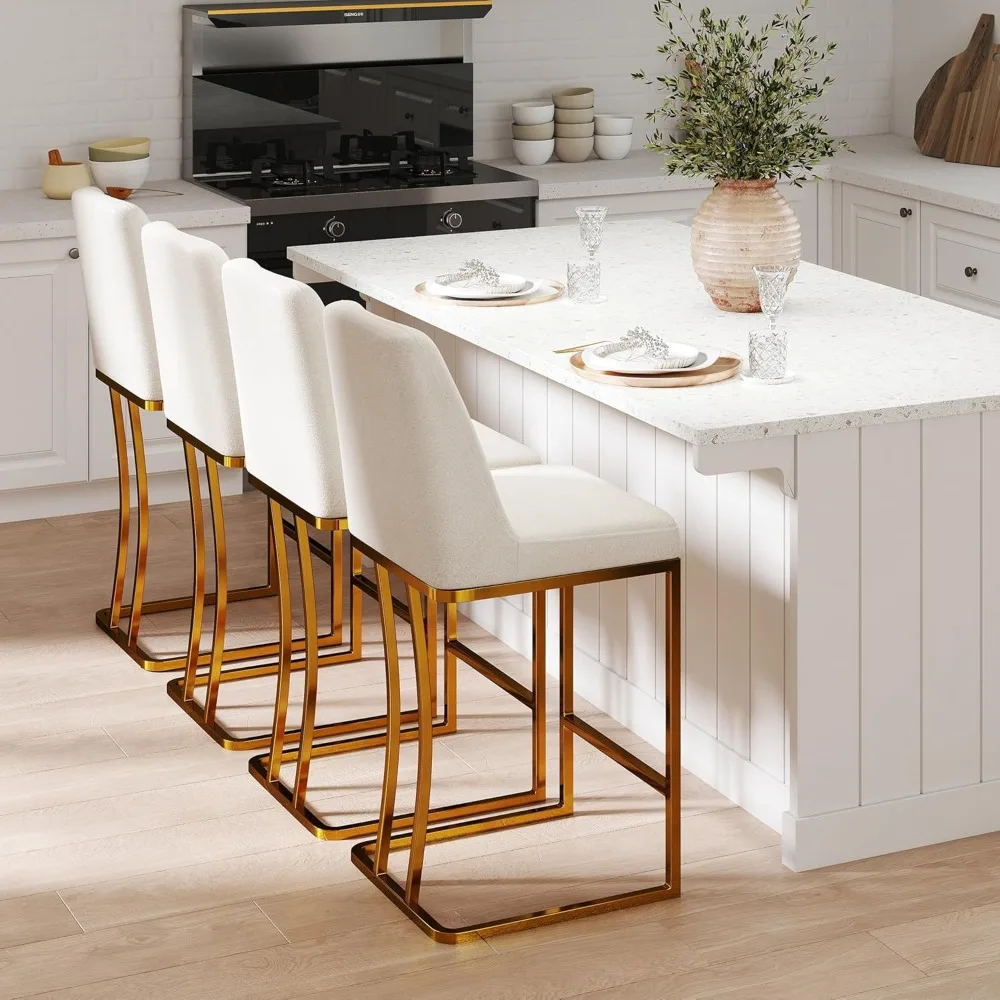 Counter Height Bar Stools Set of 4 24'' Upholstered Padded Barstools with Back Leathaire Counter stools for Kitchen Is