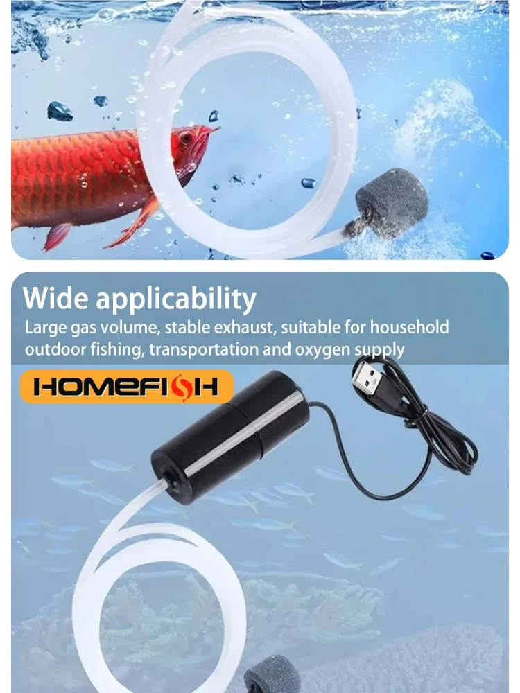 Portable USB Aquarium Air Pump:Mini Oxygenator for Fish Tanks and Aquatic Accessories
