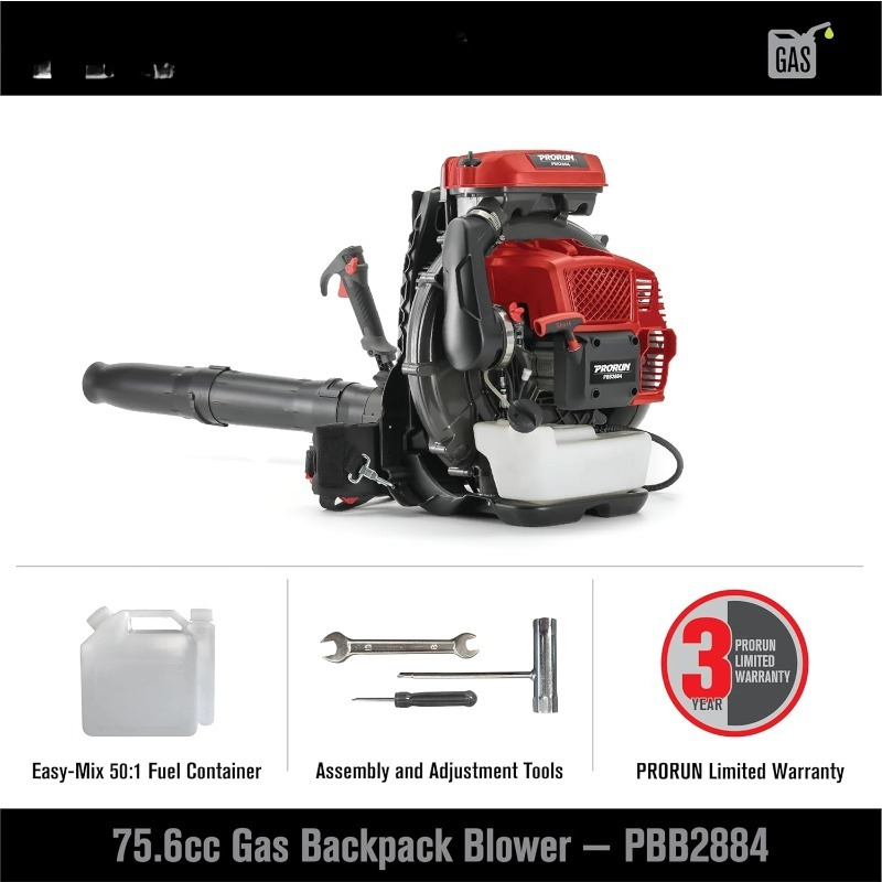 PBB2884 Gas Backpack Leaf Blower – 75.6cc, 4.2 HP, 1020 CFM, 240 MPH, High-Powered 2-Cycle Engine for Lawn and Yard Cleanup