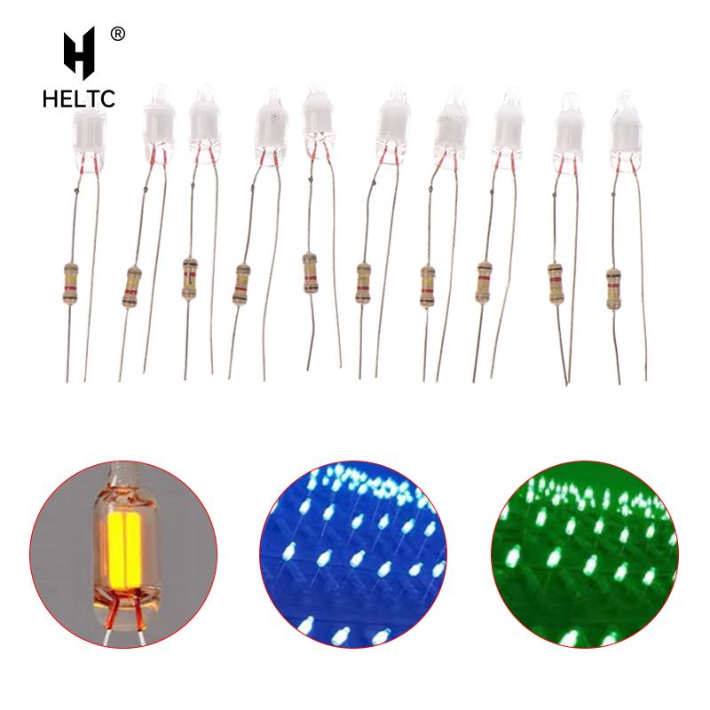 Ampoules néon avec indicateur d'alimentation principal, rouge, bleu, vert, 4x10mm, 5x13mm, 220V, 10 pièces
