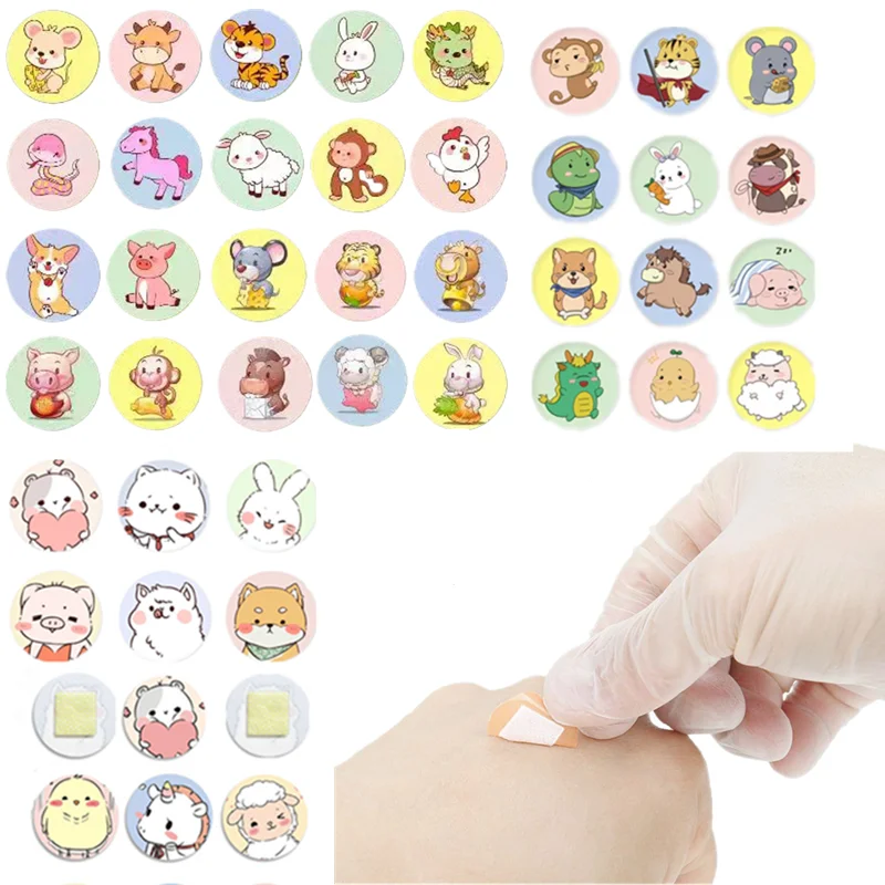 120 pçs/lote dos desenhos animados redondo band aid primeiros socorros ferida curativo remendo emplastros fita para crianças ataduras adesivas woundplast