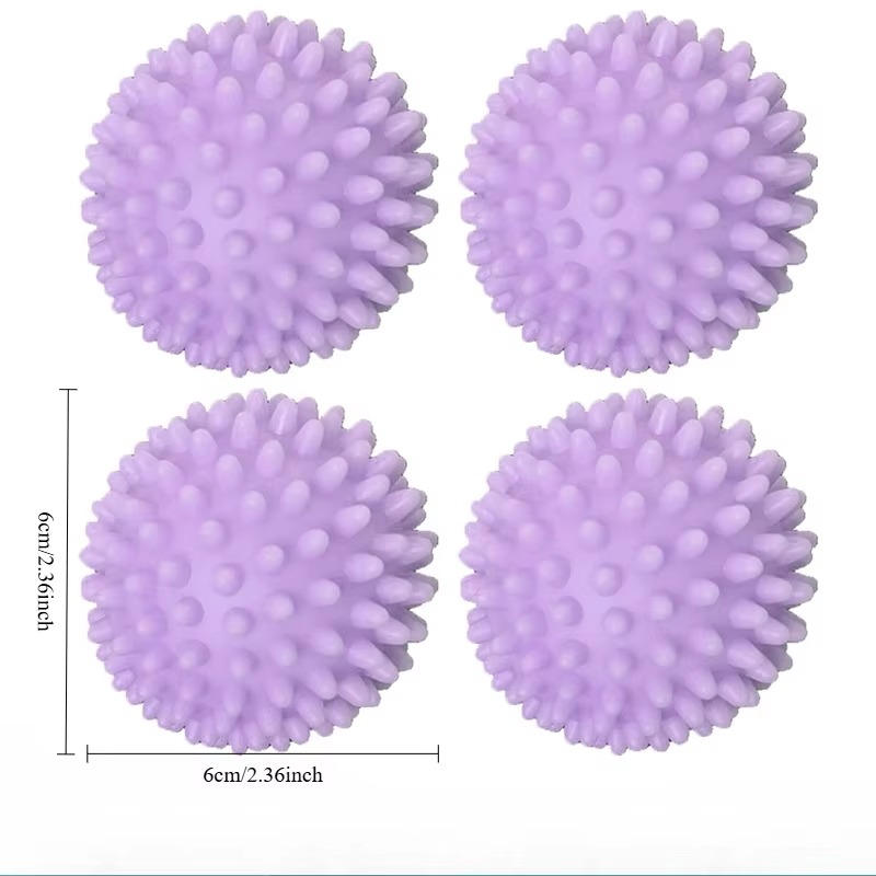 4 ชิ้นสีม่วง PVC เครื่องเป่า Ball ลูกบอลซักรีดแบบใช้ซ้ําได้เครื่องซักผ้าแห้ง Softener Ball สําหรับบ้านผ้าทําความสะอาดเครื่องมือ