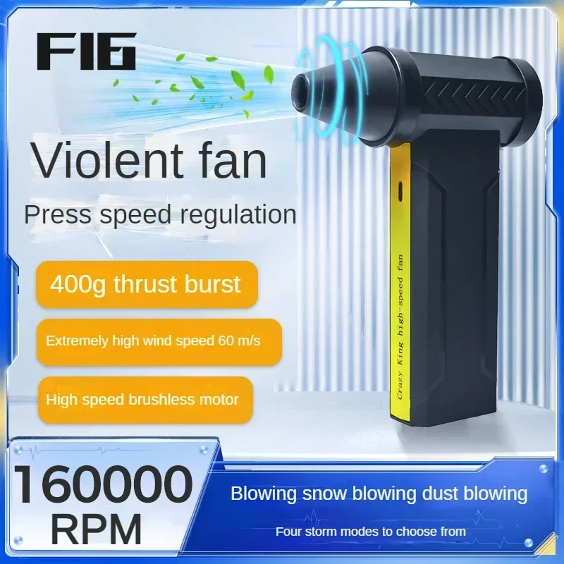 Nuevo 160000 RPM Super viento 60 M/S Mini Turbo Jet ventilador 10000MAH Motor sin escobillas de mano ventilador de generación ventilador de conducto industrial hogar