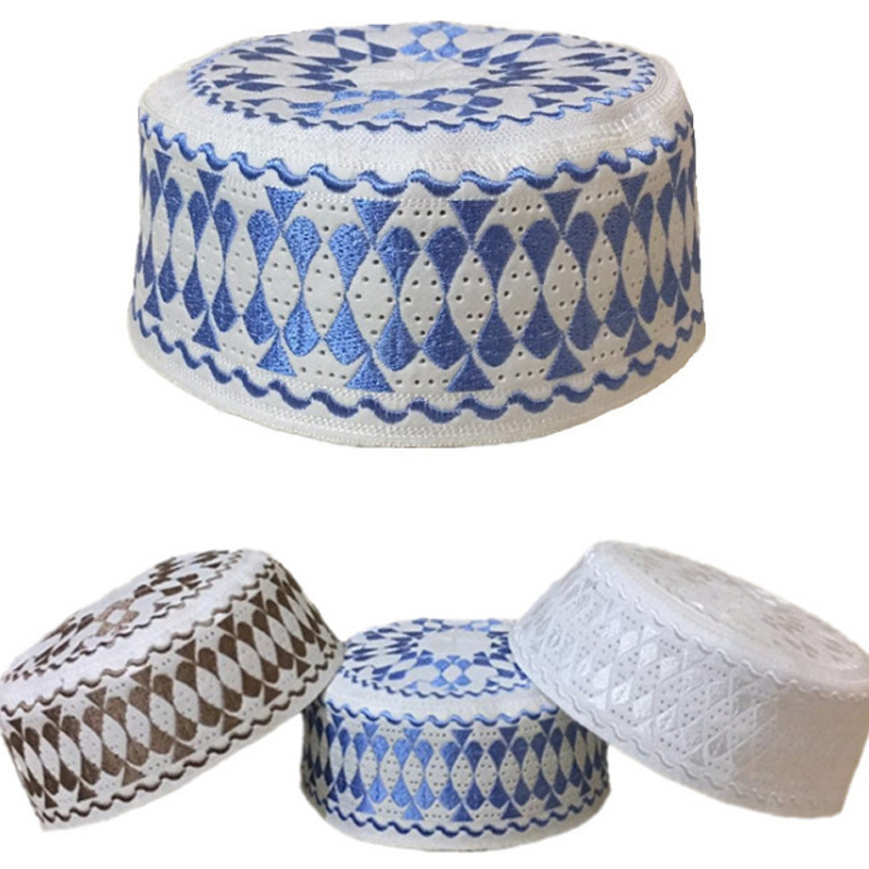 BOHOWAII Hồi Giáo Cầu Nguyện Nón Nam Bonnet Hồi Giáo Do Thái Nắp Tiếng Ả Rập Thêu Bò Chapeau Musulman Mũ Đợi Đầu Đa Năng