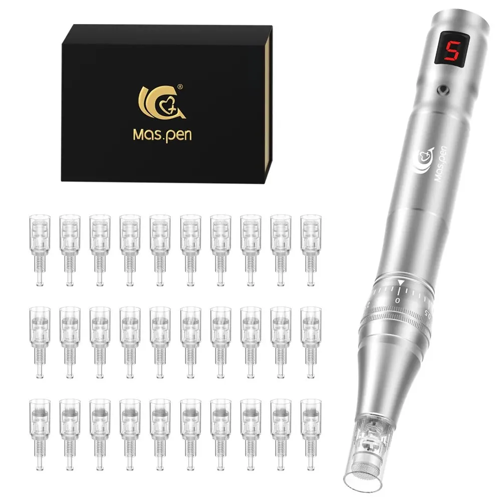 Caneta derma de microagulhamento sem fio multifuncional da ferramenta de cuidados com a pele com 30 cartuchos
