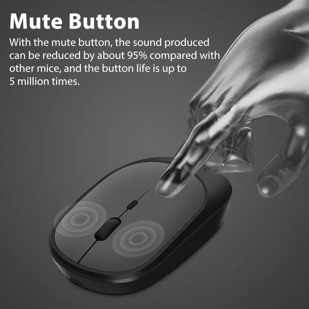 Ratón inalámbrico recargable, modos duales, compatible con Bluetooth, 2,4G, USB, silencioso, ergonómico, para portátil, Pad, tableta, Macbook Mause