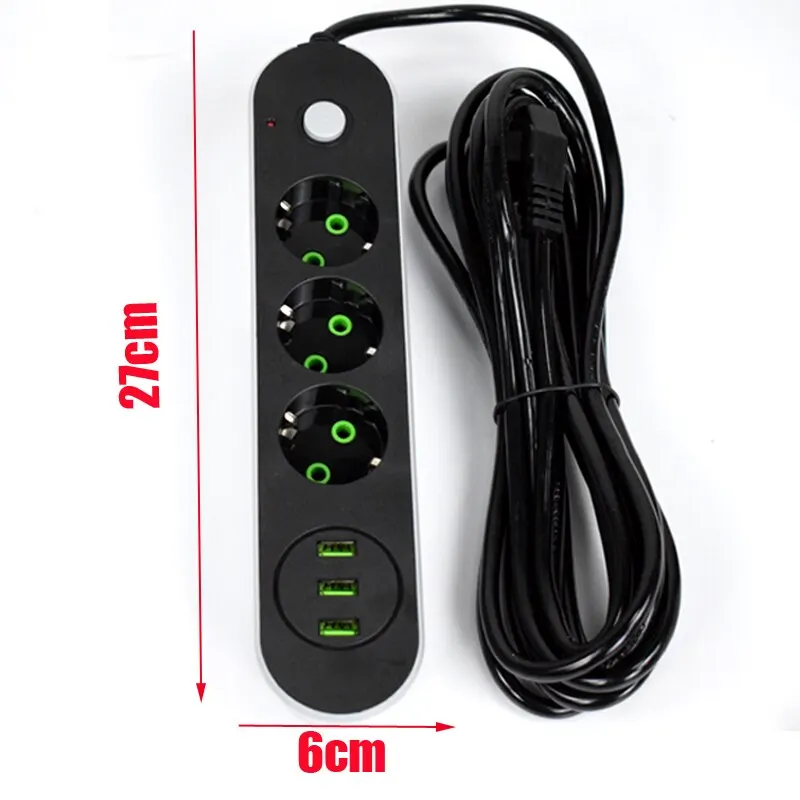 ปลั๊กอะแดปเตอร์สำหรับเดินทางแบบ USB 2หัวกลมปลั๊กไฟ EU ขนาด2ม. 3ม. 5ม. สายต่อขยายยาว5ม. ใช้ในครัวเรือนที่ชาร์จอเนกประสงค์