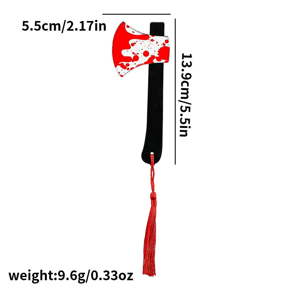 1 segnalibro in acrilico trasparente con coltello horror con nappa, serie a tema Halloween Chopper Saw con sangue, Halloween per tormi