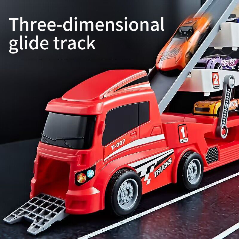 Ejetor recipiente caminhão carro de engenharia com 6 carros de liga brinquedo das crianças pull-back carro brinquedo natal presente de ação de graças