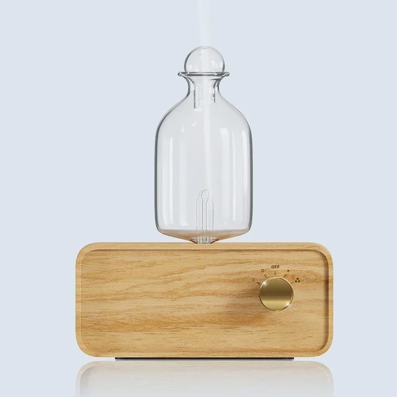 Glass Essential Oil Diffuser Wood Grain Base Air Aroma Diffuser 2600mAh Professional Machine Nebulizer For Home Office Room