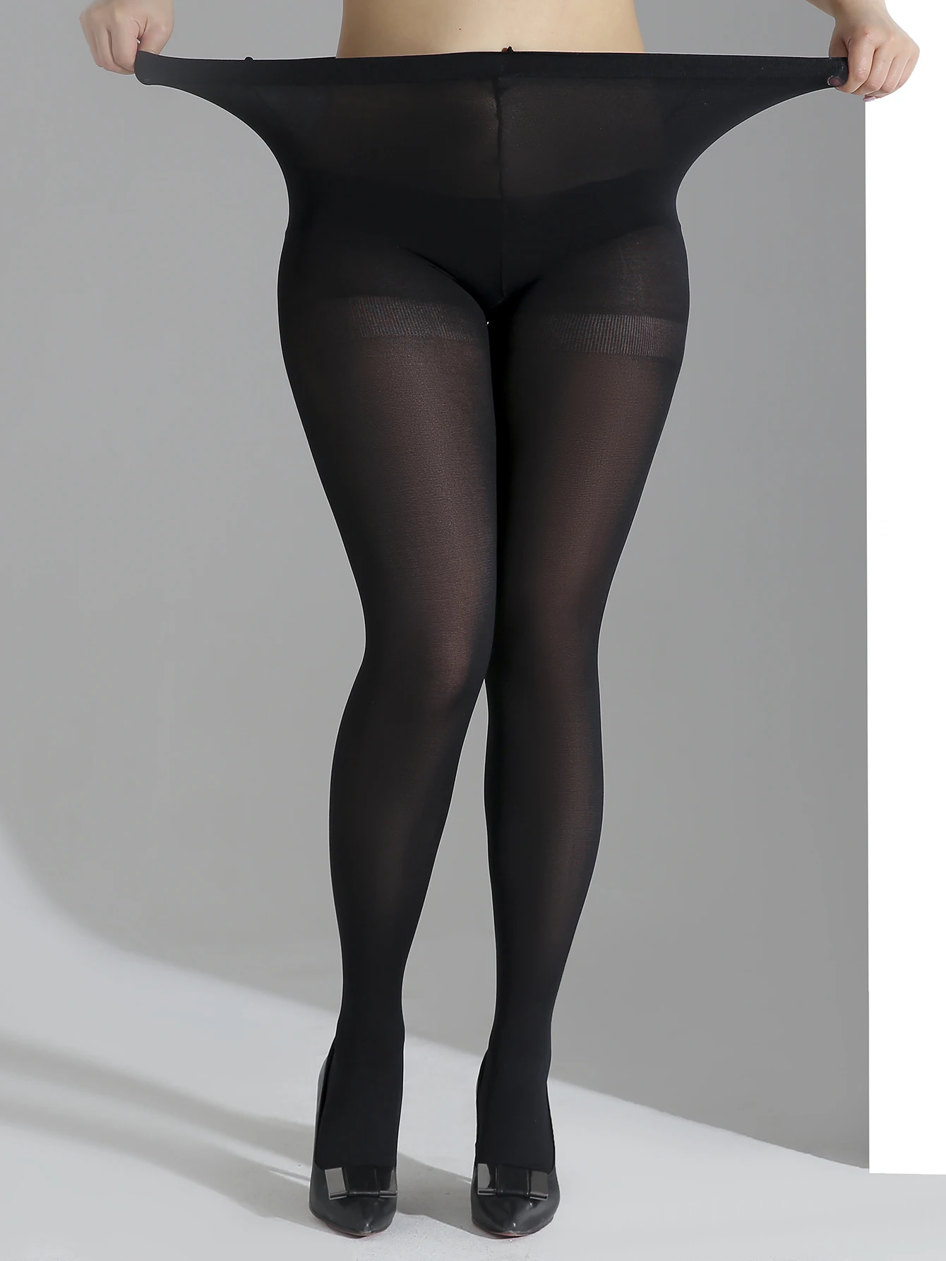 EIN PAARE Transparente schwarze einfarbige Strumpfhosen in Übergröße, ultradünne Nylonstrümpfe, koreanische, schlanke, hochwertige Strumpfhosen
