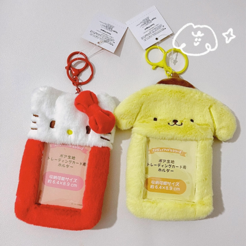 Porte-cartes en peluche dessin animé Kawaii My Melody Kuromi, mignon 3 pouces, Hello Kitty cannelle, sac à dos pendentif, porte-clés cadeaux pour filles