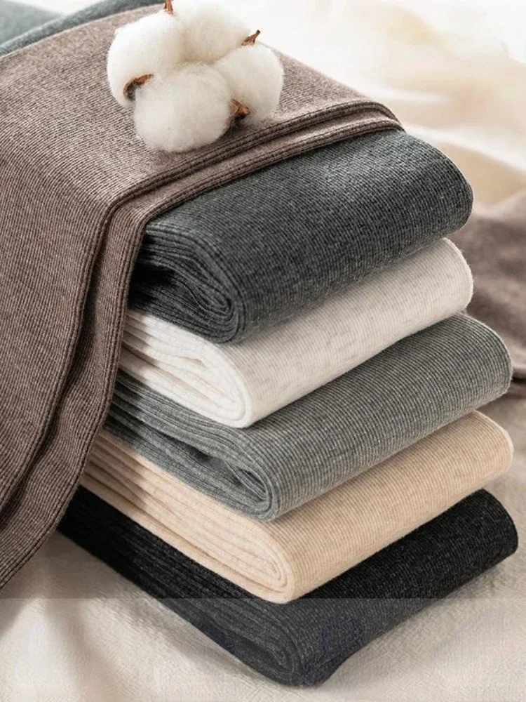 Mùa Đông Ấm Quần Legging Nữ Sọc Dọc Quần Thường Dày Sang Trọng Cotton Đàn Hồi Cao Chắc Chắn Cao Cấp Mùa Đông Quần