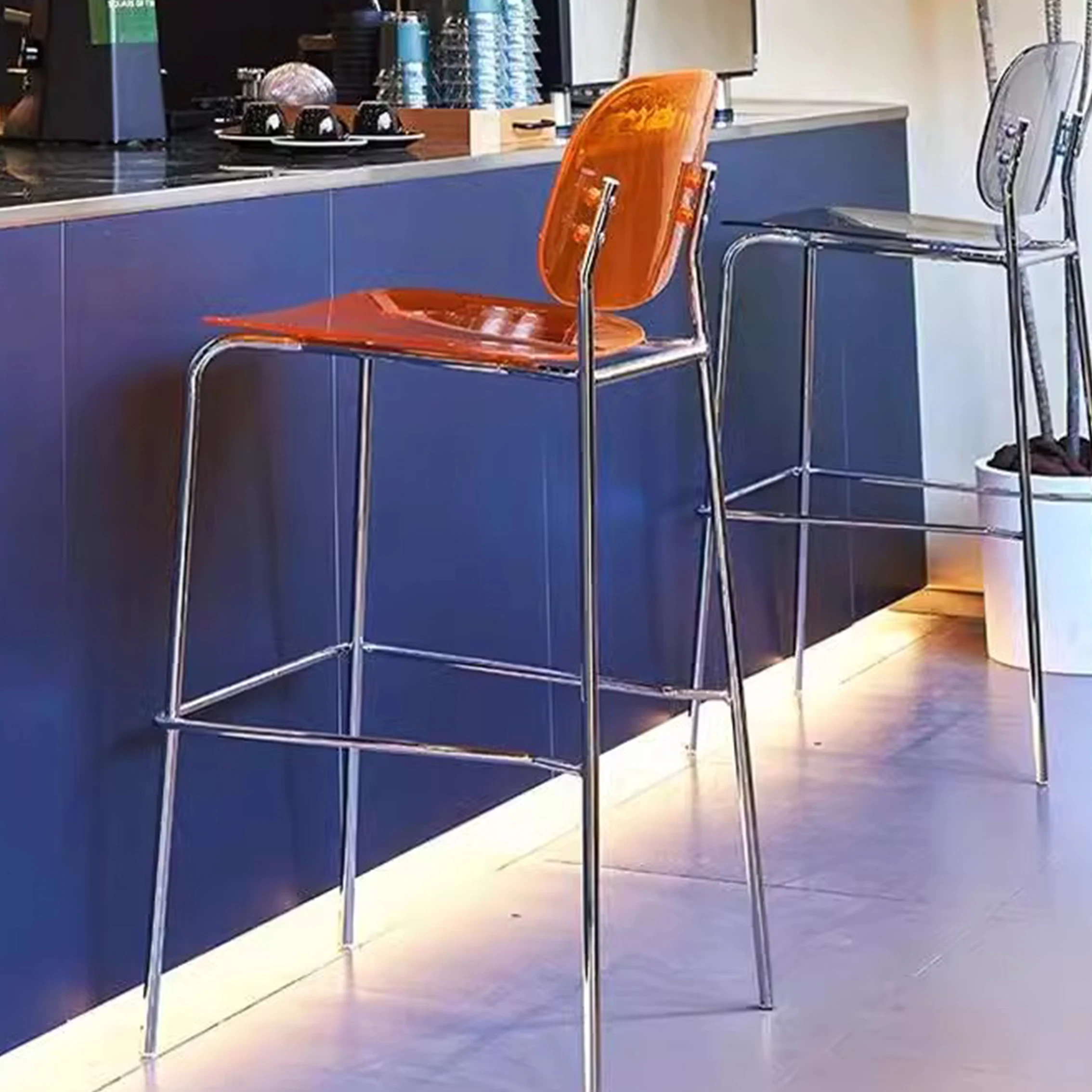 Simple Modern High Counter Height Bar Chairs Plastic Height Bar Chairs Stools for Kitchen Restaurant Table Bar Stools