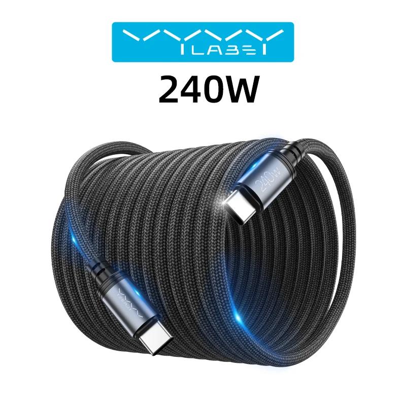 VYVYLABS 240W USB C Cable For iPhone 17 16 15 Plus Pro Max Type C Cable For Macbook Pro iPad PD Fast Charger Cord Type-C Cable