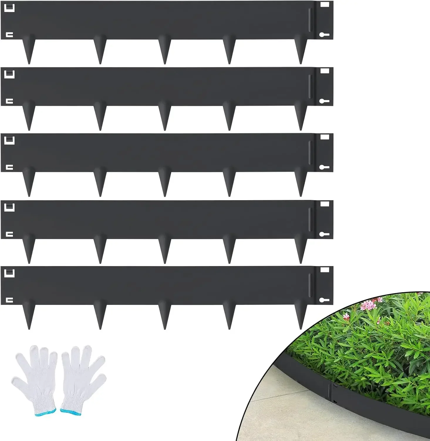 Steel Landscape Edging, 5-Pack Steel Garden Edging Borders, 39" L x 4" H Strips, Hammer-in Edging Border