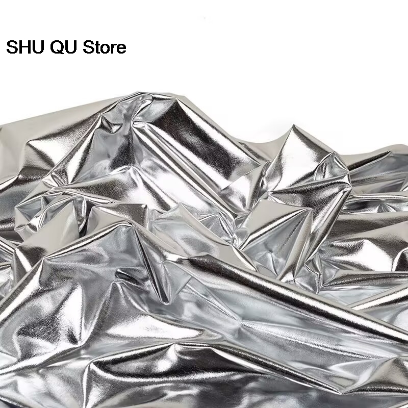 New Coated Fabric Gold Silver Color Glossy Mirror Surface Thin Photo Background Cloth Decorative Cloth Apparel for Diy Sewing