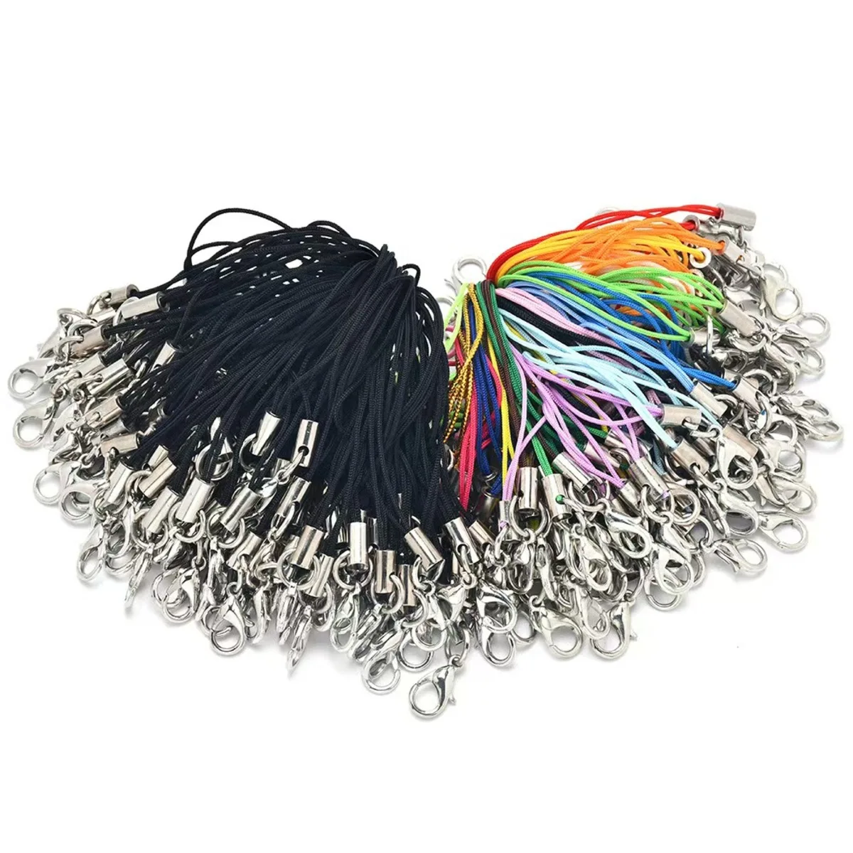 50 PZ Cinghia Nera Cavo di Fascino Cordino Lariat Cinghia Cavi Aragosta Chiusura Corda Portachiavi Ganci Mobile Set Pendenti E Ciondoli Accessori di Gioielli
