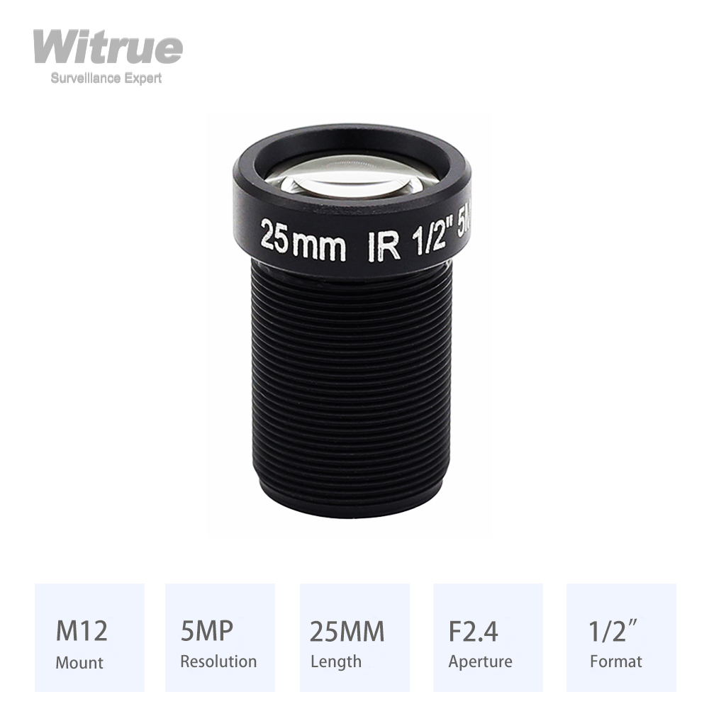 Witrue HD 5,0 мегапикселей 25 мм M12 CCTV объектив 1/2 дюйма F2.4 для IP-камер наблюдения с большим расстоянием до 50 м
