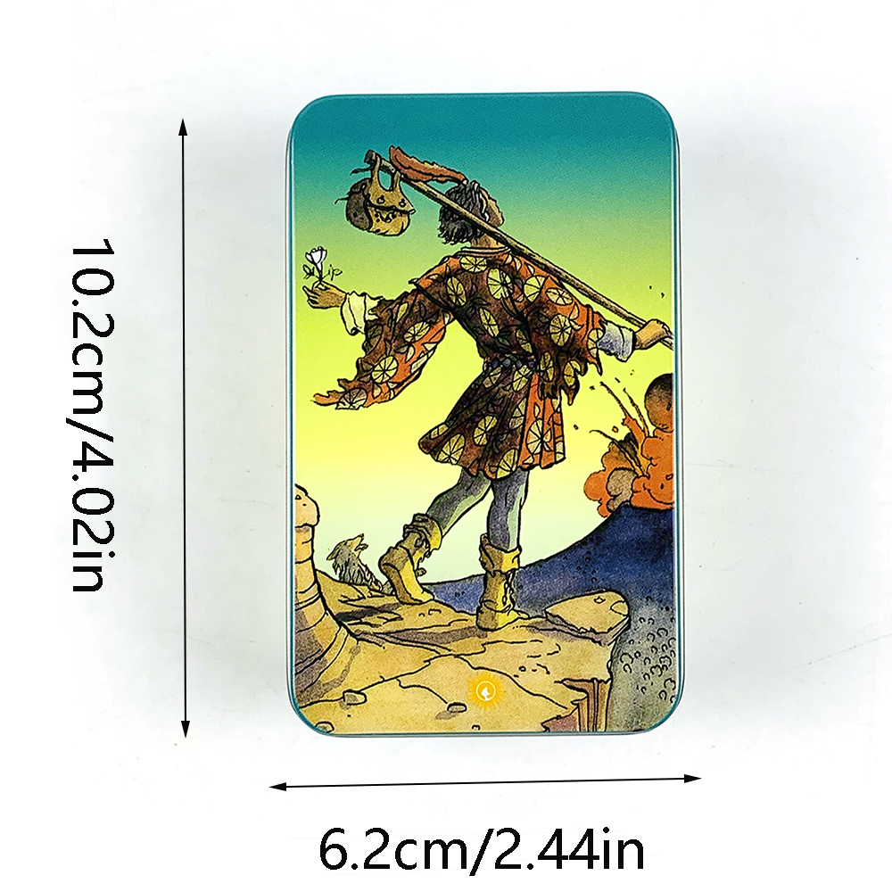 Wysokiej jakości metalowe pudełko z cyny na karty tarota, 78 kart, złocone brzegi, podręcznik dla początkujących, gry na Halloween i Boże Narodzenie.