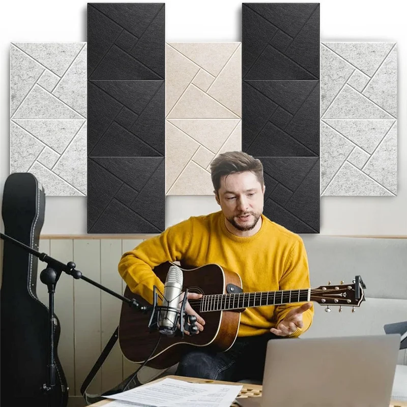 ABNM 12Pcs Acoustic Panels With Self-Adhesive, 12X12x0.4In Sound Proof Foam Panels, Sound Absorbing Tile For Walls