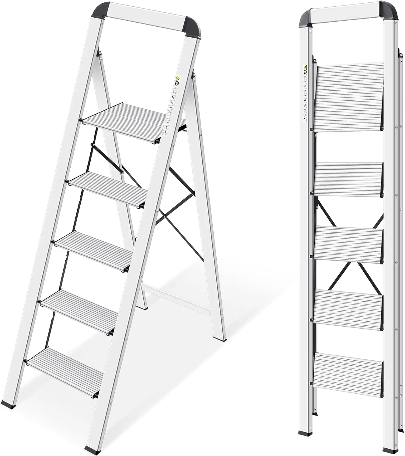 (Envío gratis) Aluminio, Escalera Doméstica Estrecha con Pasamanos, Mecanismo Antiplegado, Uso Hogar Cocina