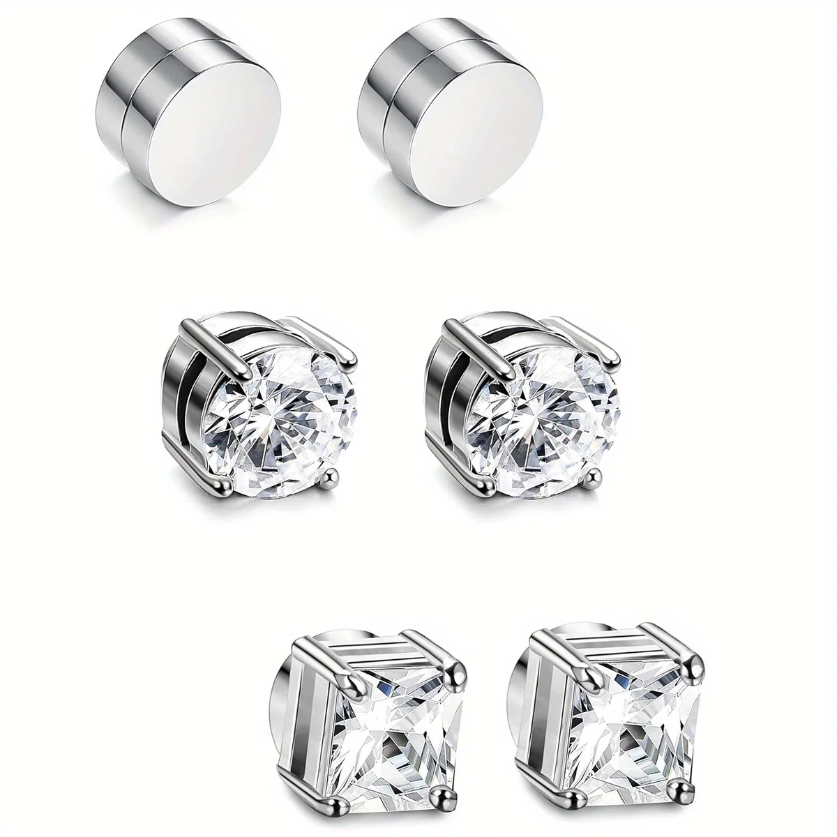 1/3 paia 6MM cristallo magnetico senza piercing orecchini in acciaio inossidabile per uomo punk zircone magnete orecchini gioielli non penetranti