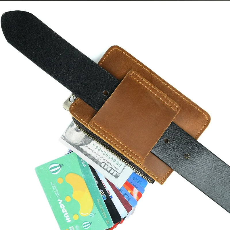 Дизайнерские маленькие черные кожаные поясные сумки для карт и монет из воловьей кожи, поясная сумка для мужчин, защитный чехол