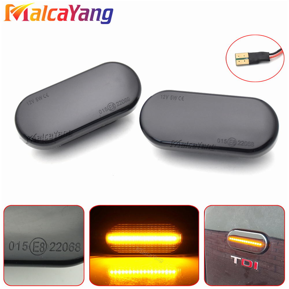1 Cặp Năng Động Chảy LED Bên Cột Mốc LED Tín Hiệu Cho VW Vận Chuyển T5 Áo Polo Golf 3 4 Passat B5 sharan Lupo Bora Multivan
