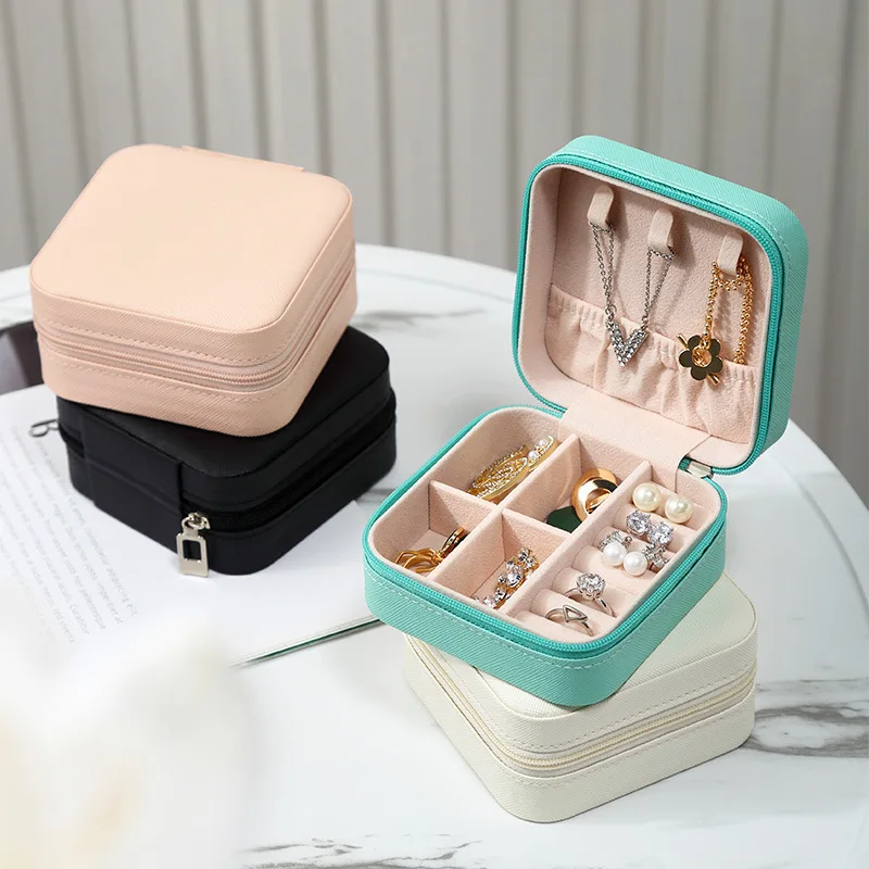 Eenvoudige ins macaron sieradendoos reizen reizen studs ketting ring sieradendoos, draagbaar
