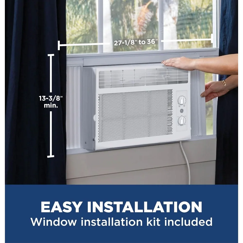 Window Air Conditioner Unit, 5,000 BTU for Small Rooms up to 150 sq ft. with Manual Adjustable Fan and Cooling Settings