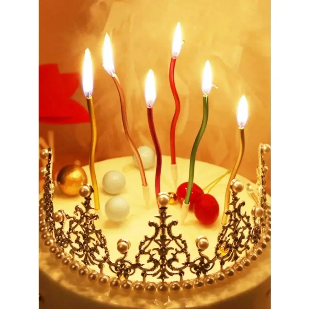 6/12/48pcs Birthday Candles Spiral Cake Candles  Long Thin Cake Candles For Wedding Party And Cake Decoration